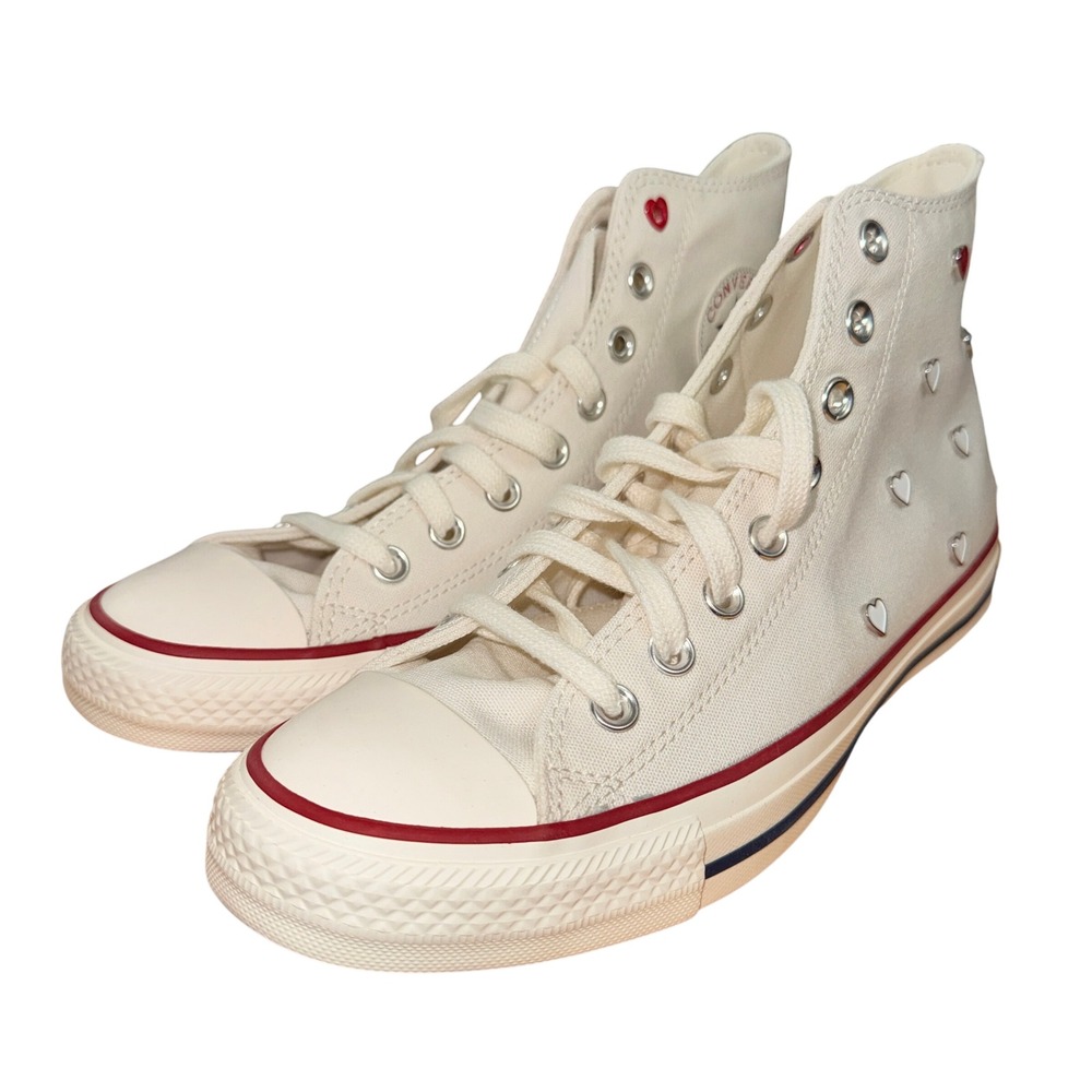 NEW Converse Chuck Taylor All Star Women 9.5 High Top White Heart Studs A19055C - Picture 5 of 15